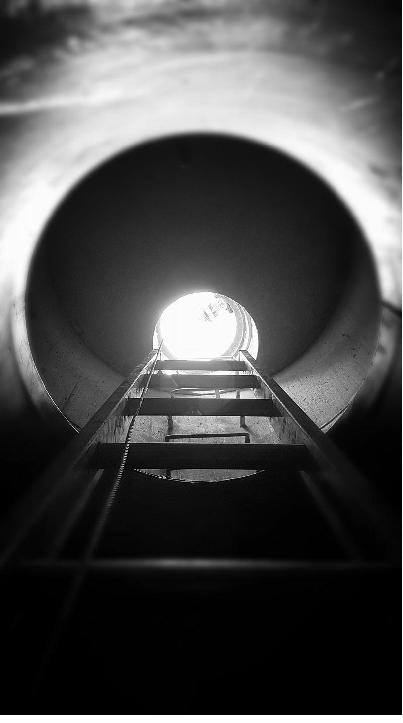 Looking up inside a vertical confined space