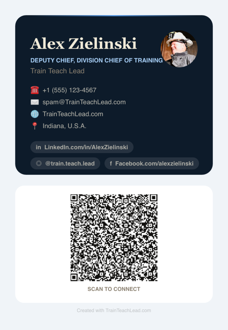 Fire Service Digital Business Card Generator – Train Teach Lead | Alex ...